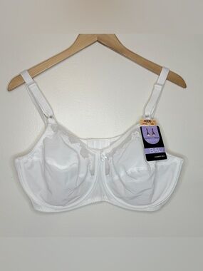 Bali Comfort-U Flower Full Figure Underwire Bra DF0180 Size 40DD White NWT